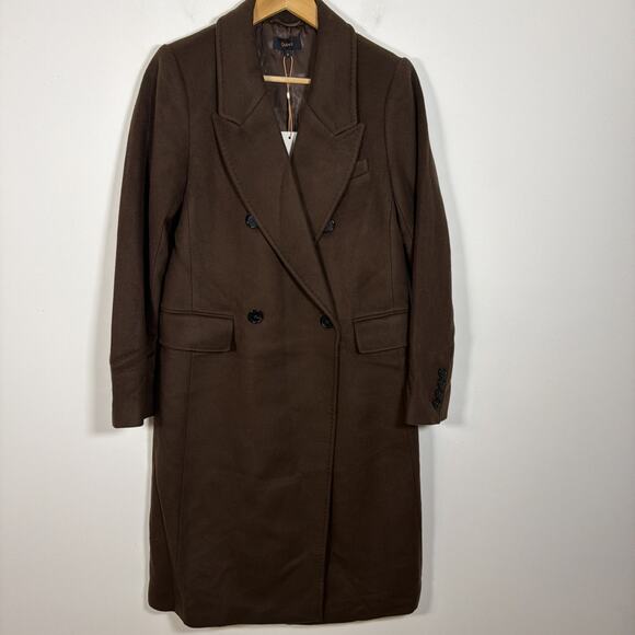 Quince Italian Wool Double-Breasted Over Dress Coat Dark Chocolate Small Jacket - Picture 2 of 12